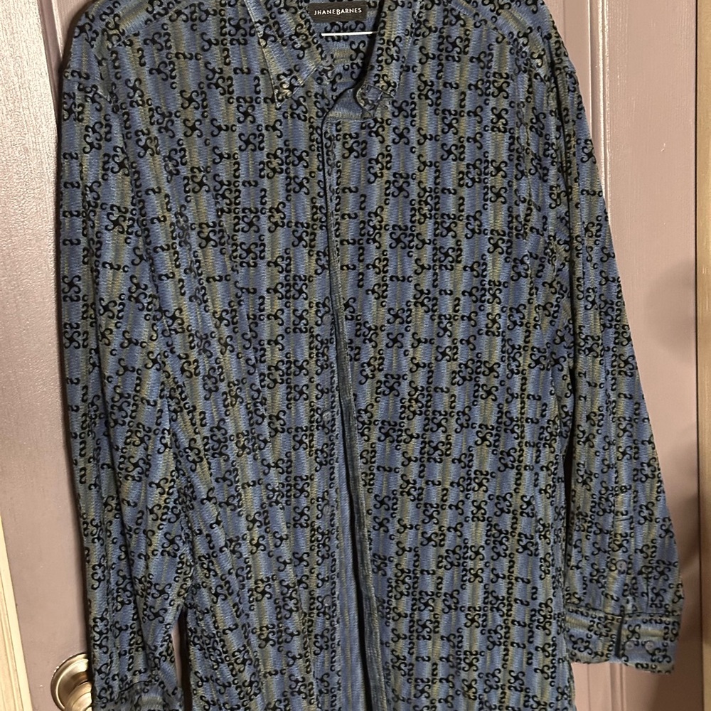 Jhane Barnes Blue and Black Graphic Men's Jacket